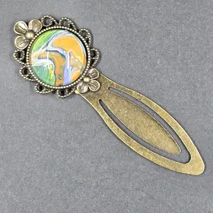 Bookmark with Hand painted Cabochon, clip style