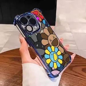 Casing For IPHONE 16 15 14 13 12 11 X XS PRO MAX PLUS K-A-W-S Helianthus annuus Soft Silicon TPU anti-drop case Edge Shockproof Phone Cases 1088