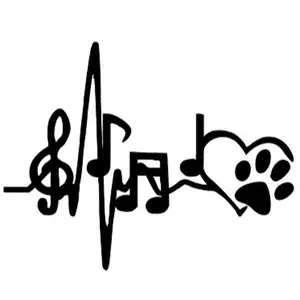 music note paw print heart beat line home decor decoration car truck vinyl decal sticker 5"