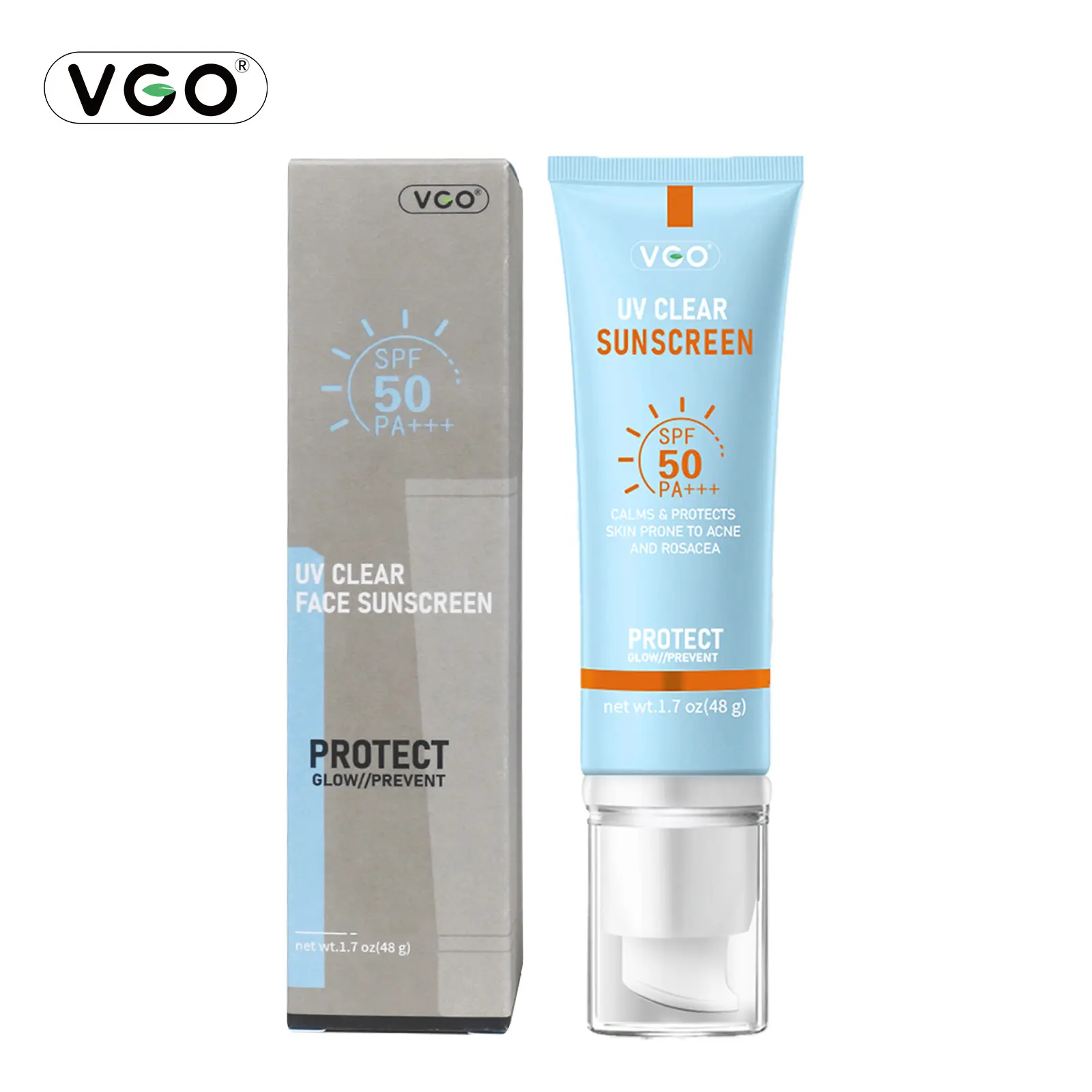 VGO- Moisturizing Sun Cream SPF 50/PA+++ 48g Facial Lightweight Skincare Sunscreen Comfort Moisture