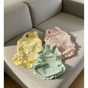 1 piece of pet spring/summer sleeveless dress, breathable and lightweight bow princess dress, lace dress, suitable for poodles, Yorkshire terriers, Bichons, Chihuahuas, and other small to medium-sized cats and dogs clothes/easy for clean dog accessories