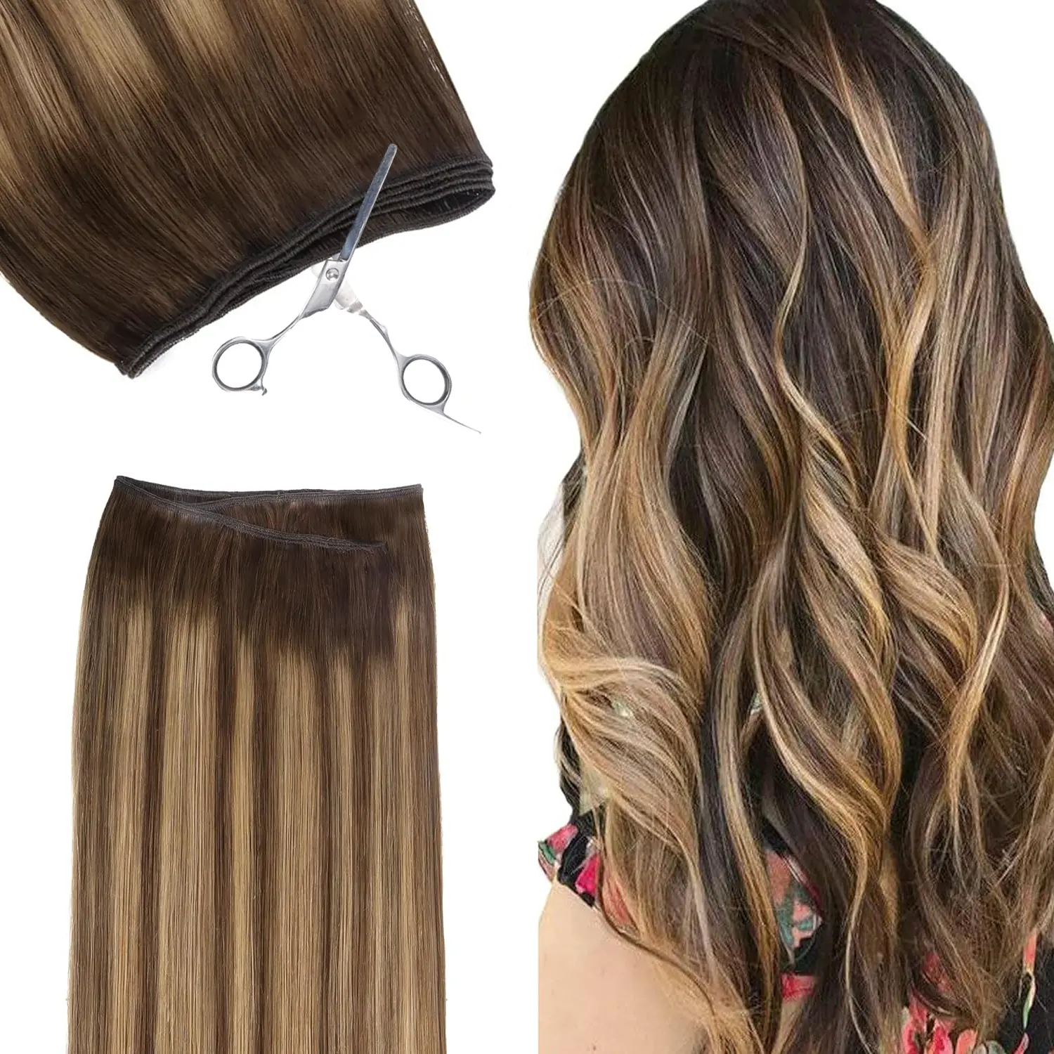 #4/27/4 Balayage Chocolate Brown to Caramel Blonde