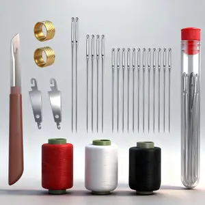 36Pcs Steel Needles Set - Long & Thin Hand Sewing Quilting & Tapestry Stitching Needle Tool Kit for DIY Sewing Projects, Handcrafted Tungsten Microchip Needles