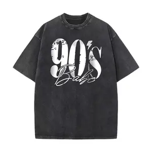 Women's Vintage Washed Soft Cotton Fabric Tee - 90s Distressed Graphic, Short Sleeve, Streetwear Style, Metallic Accents, Relaxed Fit
