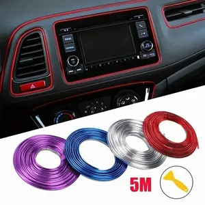 Yitap Universal Car Interior Atmosphere Decoration Strip, Multi-Color PVC Soft Gel Self-Adhesive Protection Strip, Dashboard Door Anti-Collision Scratch Guard, Car Interior Accessory