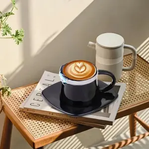 Anime Coffee Mug with Saucer Creative Luffy Ace Sabo Three Brothers Hat Shaped Ceramic Coffee Cup Child's Birthday Gift Cup Funny Accent Mug Drinkware
