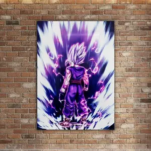 Gohan Beast Metal Wall Art, dbz Super Hero Poster, Lightning Aura Decor( Unframed - Print Only )