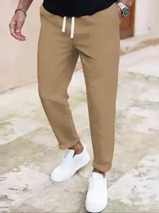 Manfinity Basics Men Solid Slant Pocket Drawstring Waist Pants