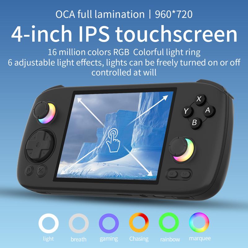 ANBERNIC RG 406H Retro Handheld Game Console 4 Inch IPS Multi-touch Screen Android 13 Unisoc T820 3D Hall joystick Hall Trigger Video Game  Rg406H-Black