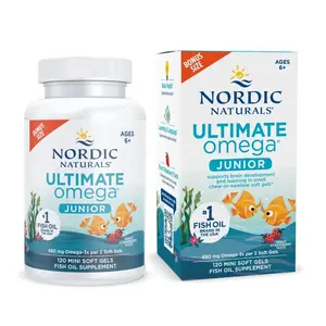 Nordic Naturals Ultimate Omega Junior - Strawberry Soft Gel, 120 ct - High-Potency Omega-3s for Brain Health & Learning