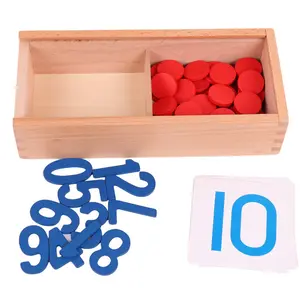 1 Set Wooden Montessori Teaching Aids, Kids Math Games Cognitive Cassettes With Numbers & Cards & Round Cards, Toddler Learning Toys For Kindergarten
