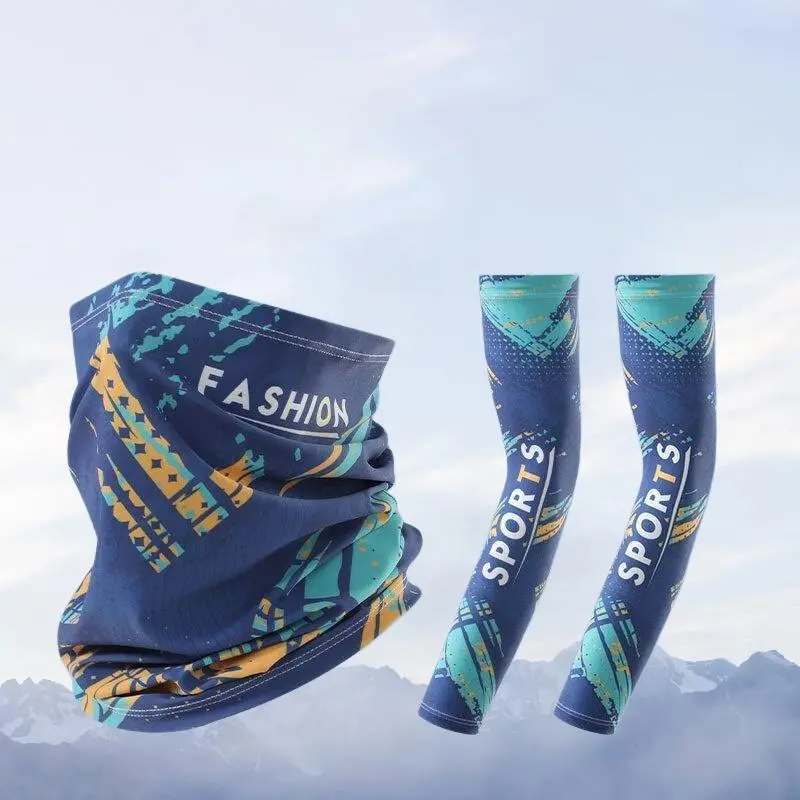 Blue Graffiti [Arm Sleeves + Face Mask Set]