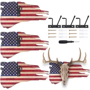 3 count  Skull Mount European  Plaque Hanger Set Skull Mounting Hanger Kit  Flag Decor  Display Rack  for Husband Father Hunter(13'' x 5.9'' x 0.6'')