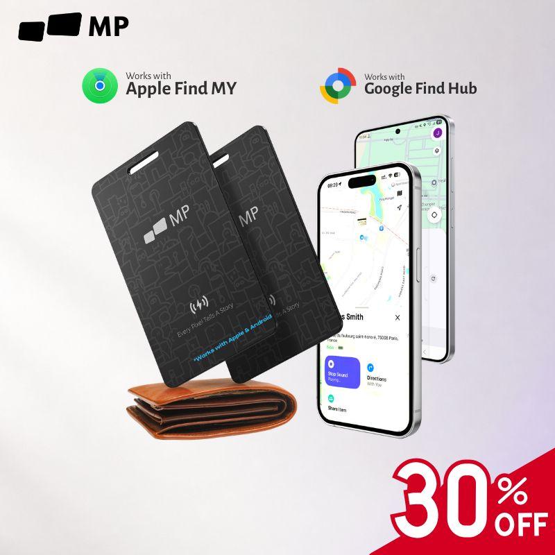 GPS Tracker, 1.6mm Slim Anti-Lost Device works with Apple Find My and Android, No Monthly Fee, Rechargeable Smart Tracking Card /GPS for Wallet, with Left-Behind Remind & Loud Alerts, Gift under $30