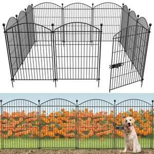 Decorative Garden Fence Animal Barrier with Gate , Dog Rabbit Fencing Arched Rustproof Metal No Dig Pet Outdoor Garden Fence for Yard, Patio, Flower Bed