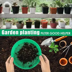 Set of 2 Gardening Sand and Soil Sifters, Round Lightweight Plastic Sieve for Sifting Soil, Sand, and Small Gravel, Ideal for Home Gardening.tasks