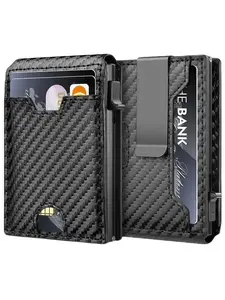 Minimalist Carbon Fiber Pattern Card Holder, Stylish Wallet Cards, Slim Leather Slots Credit Card Holder Wallets, Rfid Blocking Wallet for Men, Card Covers, Business Style Wallets, Casual Card Holder, Cardholder