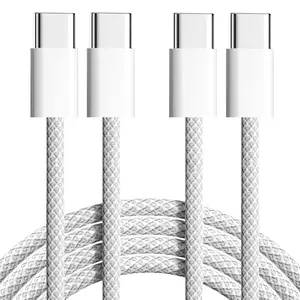 Braided USB C to USB C Cable 3ft 60W Type C Fast Charger USBC to USB-C Woven Power Cord for iPhone 17 16 15 Pro Max Plus MacBook iPad AirPods Samsung Galaxy Android Devices Pack of 2