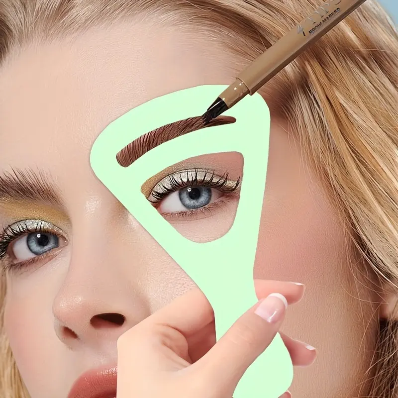 Reusable Brow Shaping Templates, 2-Pack Cosmetic Makeup Tools with 1pc Eyebrow Drawing Guide for Natural Arch, No Batteries Required