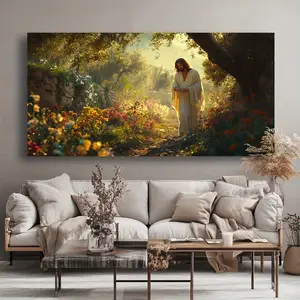 Canvas Wall Painting Jesus in the Garden Modern Abstract Art Solid Wood Frame for Living Room Bedroom Office Home Decor High Quality Print on Canvas