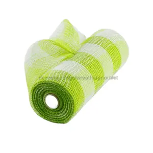 10"X10YD LIME-WHT PLAID FABRIC MESH  XB99010-09
