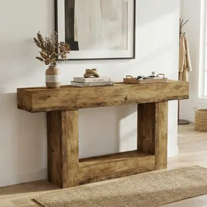 Spaco 63-Inch Rustic Farmhouse Console Table – Distressed Natural Wood Finish, Entryway & Sofa Side Table for Living Room, Hallway, or Entryway