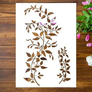 Large A4 Tree Vine Leaf Stencil for Painting on Wood Wall, 8.3" × 11.6" Reusable Wall Painting Stencils, Ivy Stencil Drawing Template for Furniture, Canvas, Home Decor, DIY Art Crafts LLOUSSAK