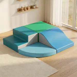 Apojungle 4-in-1 Soft Foam Climber with Steps, Ramp & Curved Platform, Modular Play Set for Babies, Supports Gross Motor Skills.Modular Foam Climbing Blocks for Toddlers, 4-Piece Soft Play Set, Safe Non-Toxic Indoor Play Equipment for Motor Development