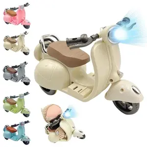 Interactive Scooter Motorcycle Toy Car with Lights and Music, 360 Degree Rotating Accessories, Perfect for Doll Collection