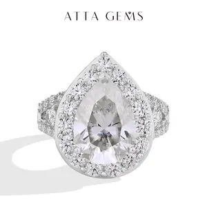 14*10mm Gorgeous Pear Cut D Color VVS1 Synthetic Moissanite Ring for Women Wedding Band Anniversary Gift R186