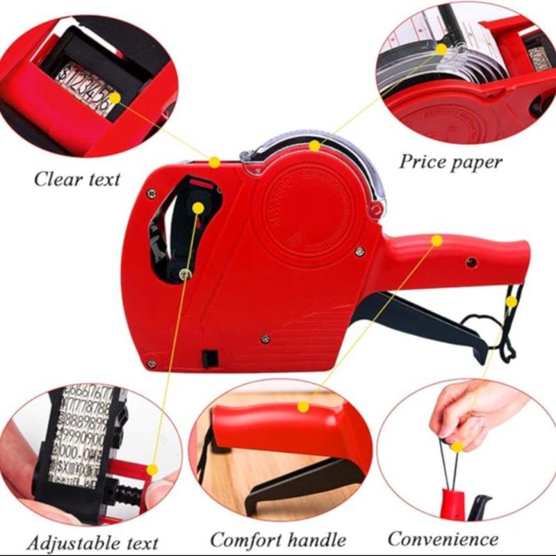 1 pcs MX-5500 8 Digits Price tag Blue/ Red Stick Device with 5000 Sticker Labels and 2 Ink Refill, Label Maker Portable Label Printer Pricing Stick Device Kit Numerical Tag Stick Device for Office, Retail Shop, Grocery Store, Garment