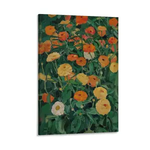 Vintage Marigold Floral Canvas Wall Art – Antique Botanical Flower Prints, Abstract Wildflower Decor, Colorful Romantic Wall Art for Farmhouse Living Room Or Bedroom Canvas Poster Decor Gift Frames Ornaments Artistic Decoration Photo