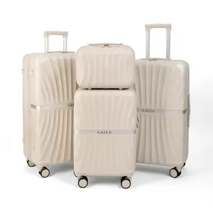 4-Piece Hardside Luggage Set with USB Port & Cup Holder Carry-On, Scratch-Resistant ABS Travel Bundle with 360° Spinner Wheels & TSA Lock for Family Trips (13/20/26/28in), Luggage Sets