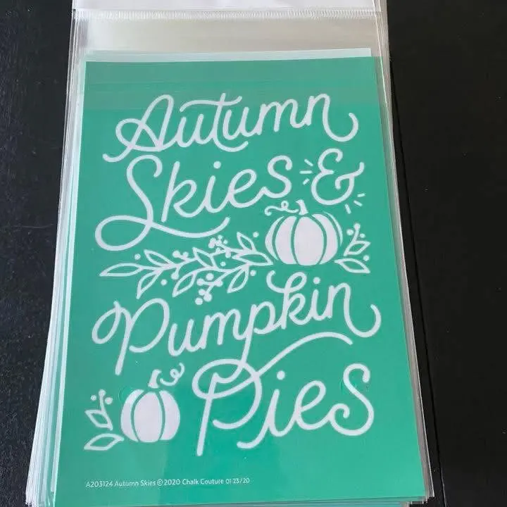 Autumn Skies Pumpkin Pies Chalk Couture Chalk Transfer Stencil Size A 5”x7” NEW