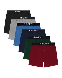 FineFit Men's Knit Boxer Shorts Underwear - 6 Pair Pack