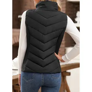 Women's Sleeveless Zipper Jacket Stand Collar Quilted Vest Warm Winter Jacket with Pockets Plaid Button-Up Shirt with Elasticity Loose Long Sleeve Collared Shirt Ruched Shoulder Striped Shirt Elegant Striped Button-Up Shirt Cap Casual Tank Tops