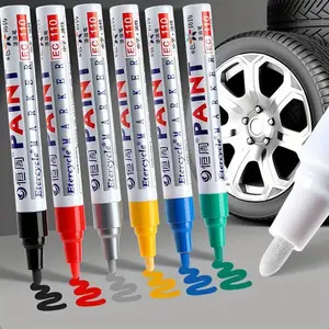 Set of 4 Permanent Car Tire Marking Paint Markers Set- for Painting on Car Ornaments, Wood, Plastic, Glass, Mugs - Durable Plastic, Medium Tip, Ideal for Drawing, Coloring, and Writing, Car Decoration, Sleek Design, Smooth Writing, Paint Pen, Metal Marker