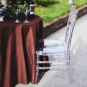 8 Pack Resin Chiavari Chairs Transparent and Stackable Clear - Sleek Armless Design for Weddings & Gatherings