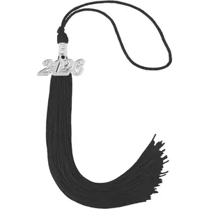 Graduation Tassel 2026 for Grad Cap,Black Tassel with Silver Charm
