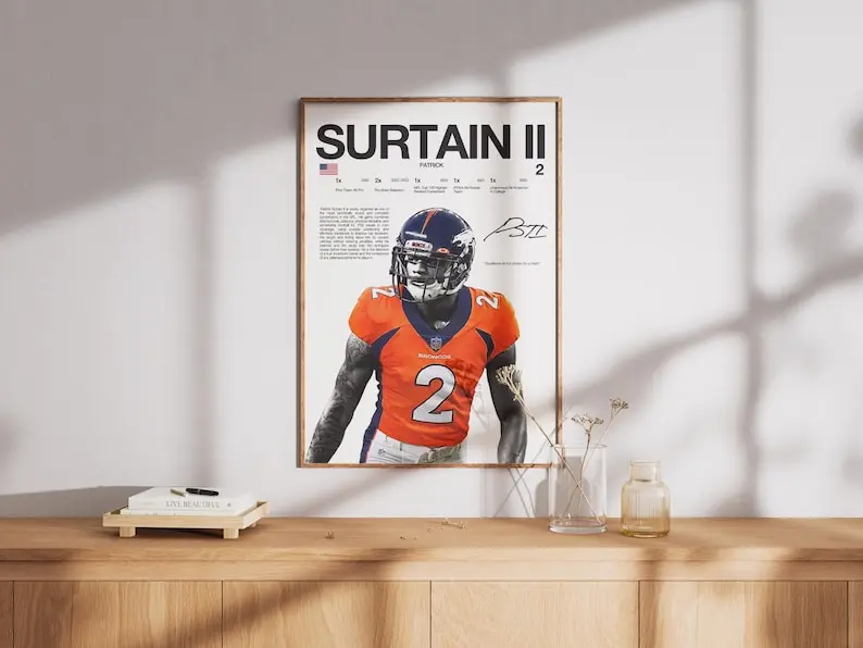Patrick Surtain II Poster, NFL Wall Print, Football NFL Poster