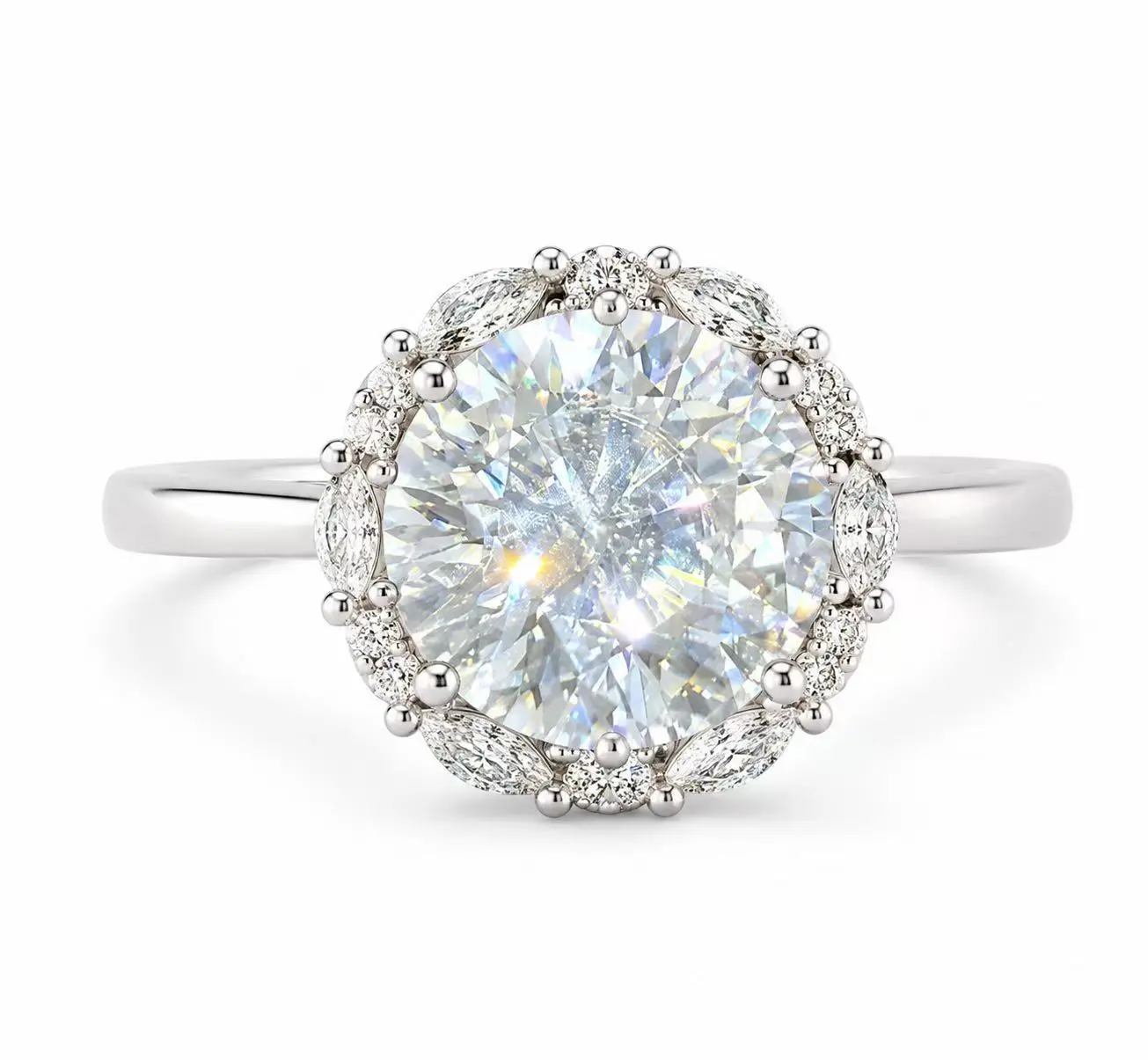 3.0ct Round Cut Moissanite Engagement Ring, GRA Certificate, Sizes 6-8