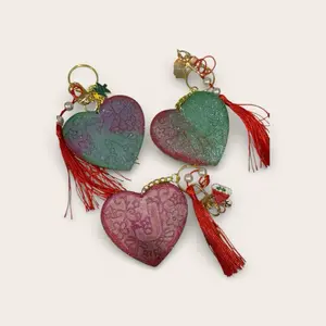 Angelique Artistry USA Handmade Resin Heart Keychain Personalized with Initial Custom Initial Design Smooth Glossy Finish Tassel Charm Accents Perfect for Valentine's Day Gift