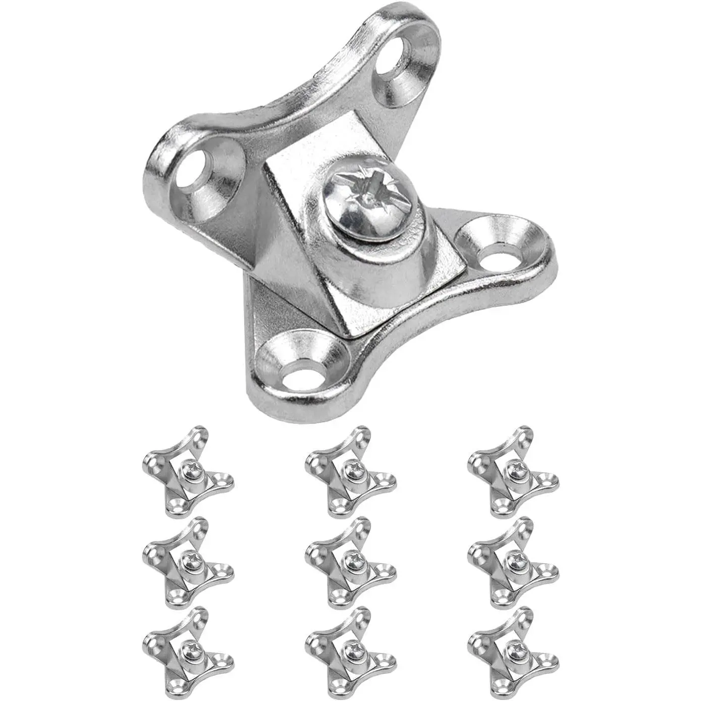 10-Count Detachable Zinc Alloy Nickel-Plated Butterfly Corner Braces, Right Angle Shelf Brackets with Thickened Triangular Structure (0.118in Thickness, 0.197in Screw Holes) for 10x Connector Bracket, Bedside Table Repair, Brace Bed Frame Needs