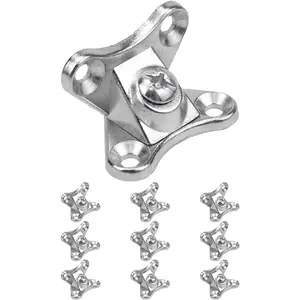 10-Count Detachable Zinc Alloy Nickel-Plated Butterfly Corner Braces, Right Angle Shelf Brackets with Thickened Triangular Structure (0.118in Thickness, 0.197in Screw Holes) for 10x Connector Bracket, Bedside Table Repair, Brace Bed Frame Needs