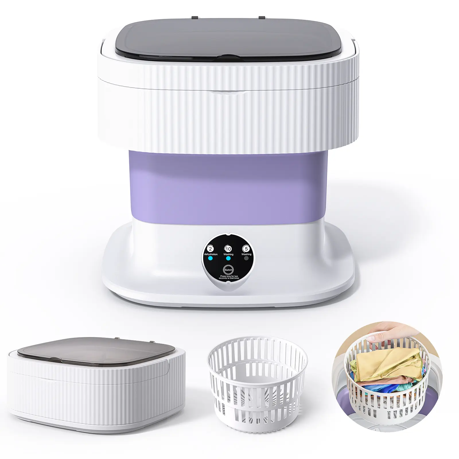 6L Foldable Mini Size Washing Machine, Portable Compact Washer for Home, Travel Small Loads Laundry Use, Foldable Washing Machine
