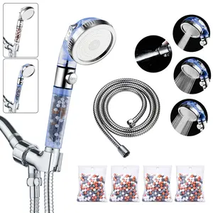 Filtered Shower Head with ON/OFF Switch, Springtok High Pressure Handheld Shower Head with 3 Spray Modes, Detachable Showerhead with Water Softener Beads