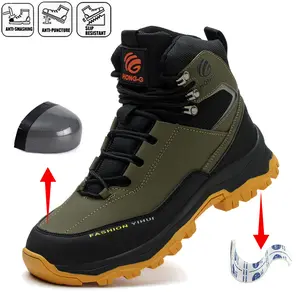 Fashion Protective Work Safety Shoes For Men Anti-Puncture Steel Toe Cap Work Boots Outdoor work Waterproof boots Indestructible soles