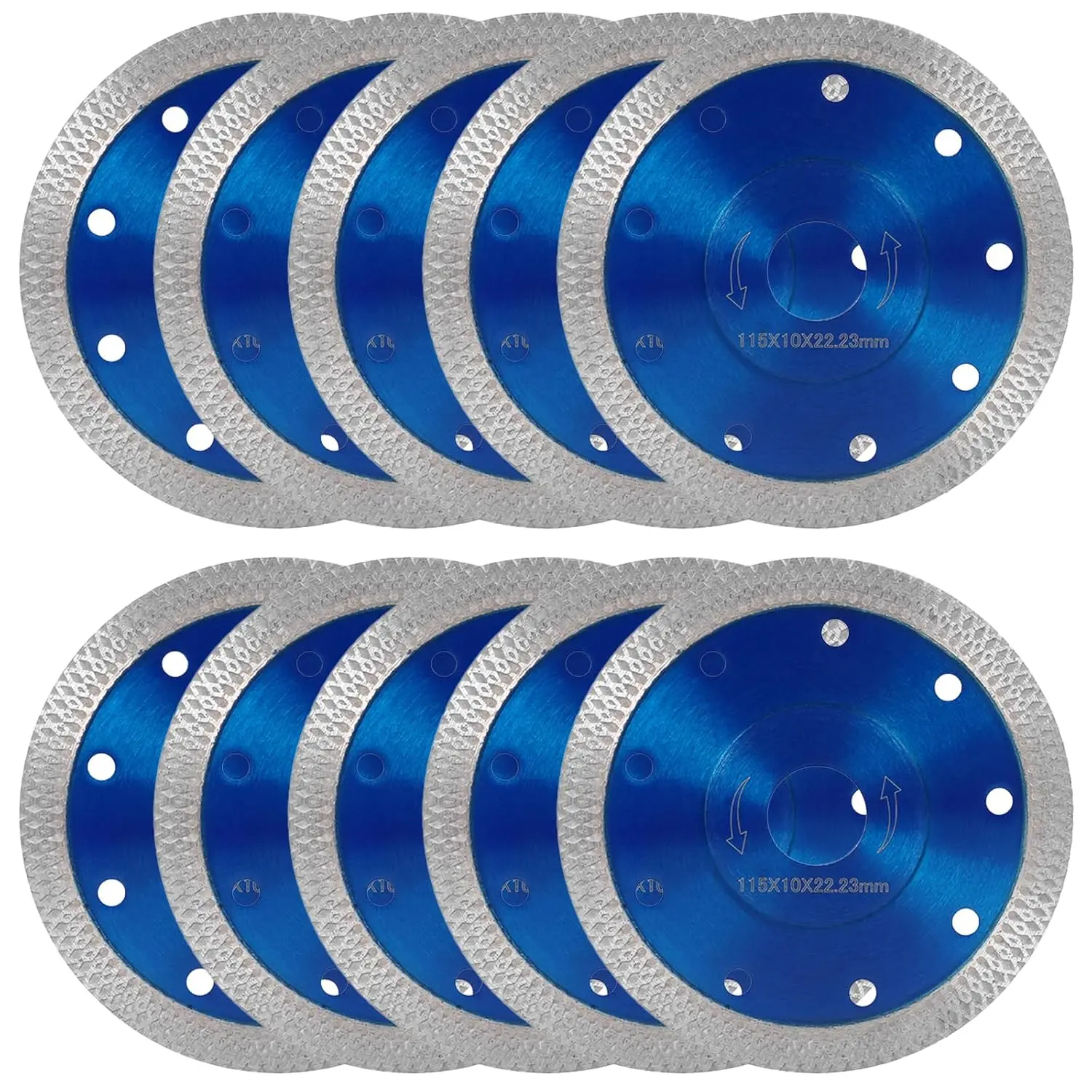 10pc 4.5" Super Thin Diamond Blades Cutting Wheels for Angle Grinder, Heavy-Duty Segmented Discs, Wheel Attachment for Ceramic Tiles, Granite, All Seasons Use, Cutting Wheels Diamond Blades