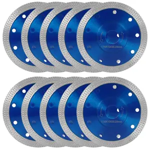 10 Pcs 4.5" Diamond Blades for Angle Grinder, 4-1/2 inch Super Thin Ceramic Cutting Discs, Diamond Saw Blades Smooth Cutting Ceramic, Porcelain Tiles, Granite, Marbles, Stone (Blue)
