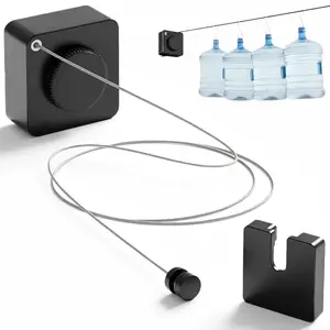 Heavy Duty Retractable Clothesline, 15.7 Ft Wall Mounted Indoor Outdoor Laundry Line, 44 Lbs Capacity, Black/Gray